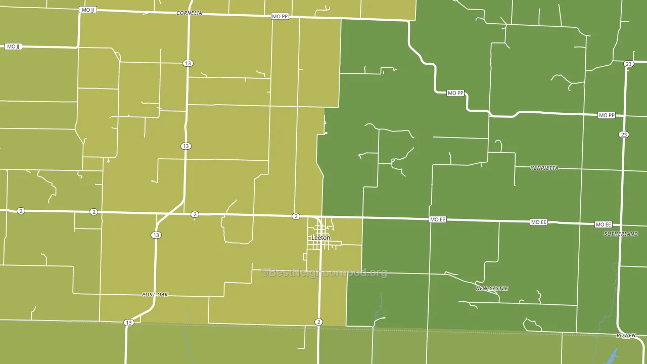 Leeton, MO block-group voter-turnout map
