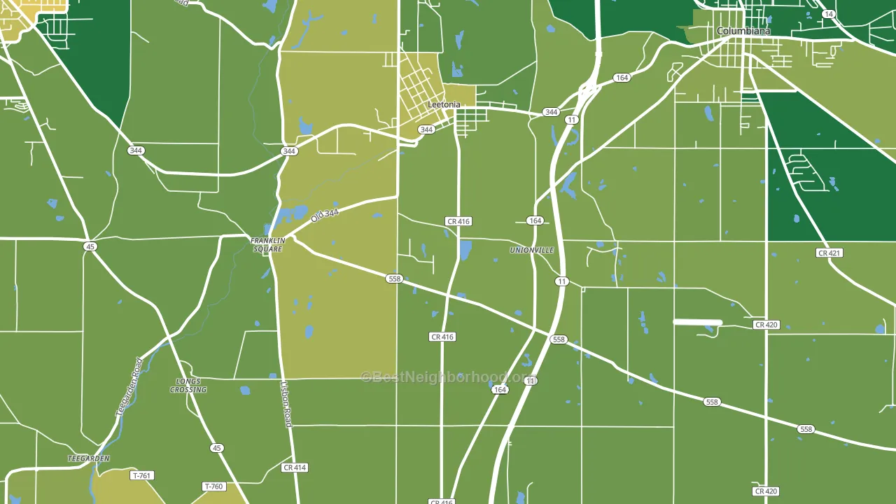 Leetonia, OH block-group voter-turnout map