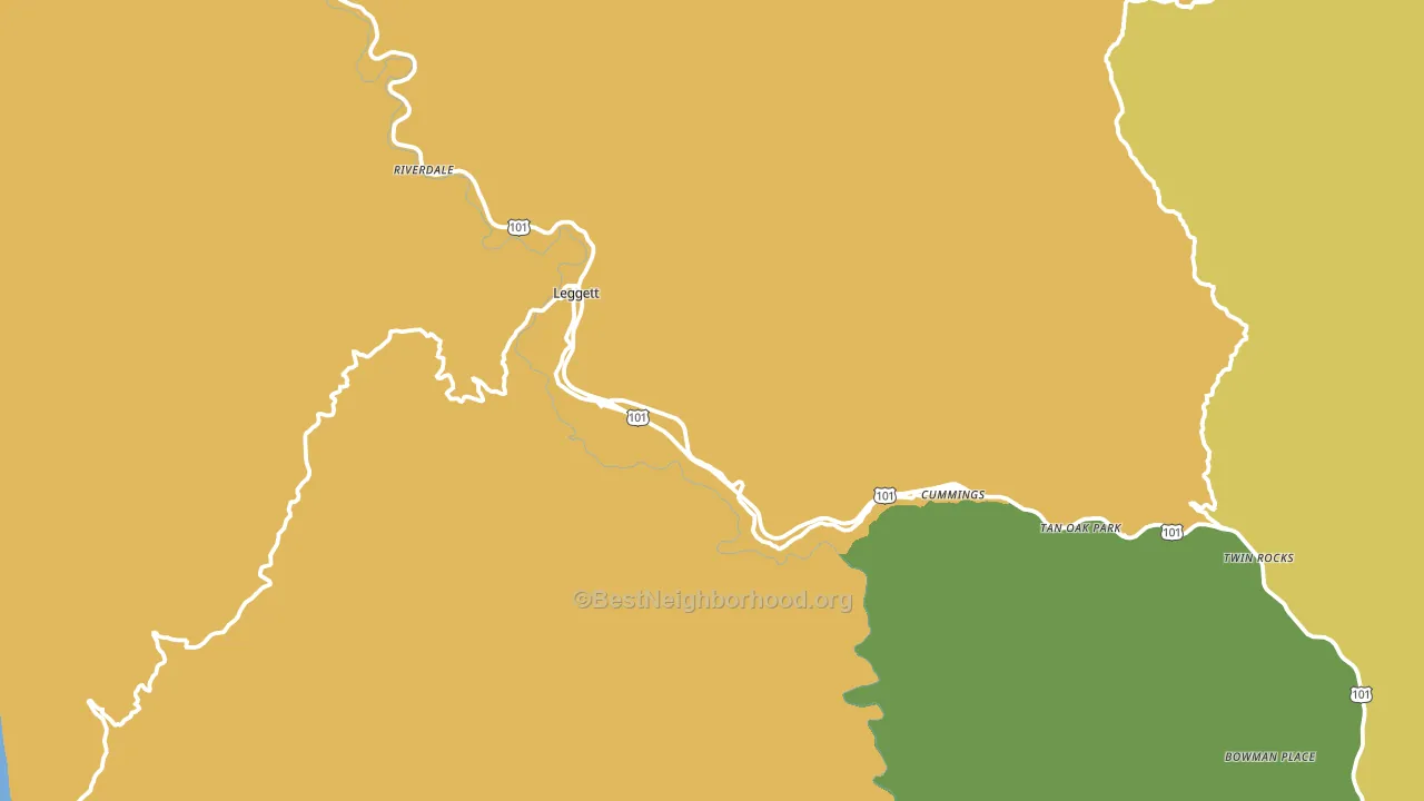Leggett, CA block-group voter-turnout map