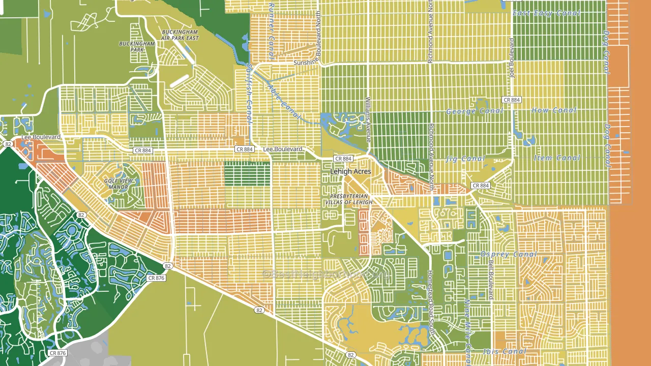 Lehigh Acres, FL block-group voter-turnout map