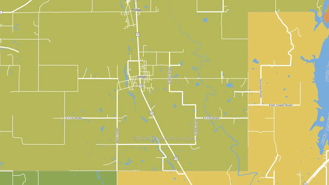 Lehigh, OK block-group voter-turnout map