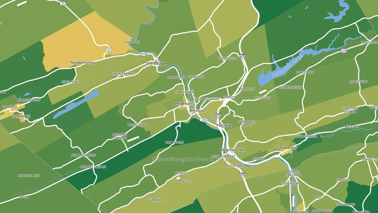 Lehighton, PA block-group voter-turnout map