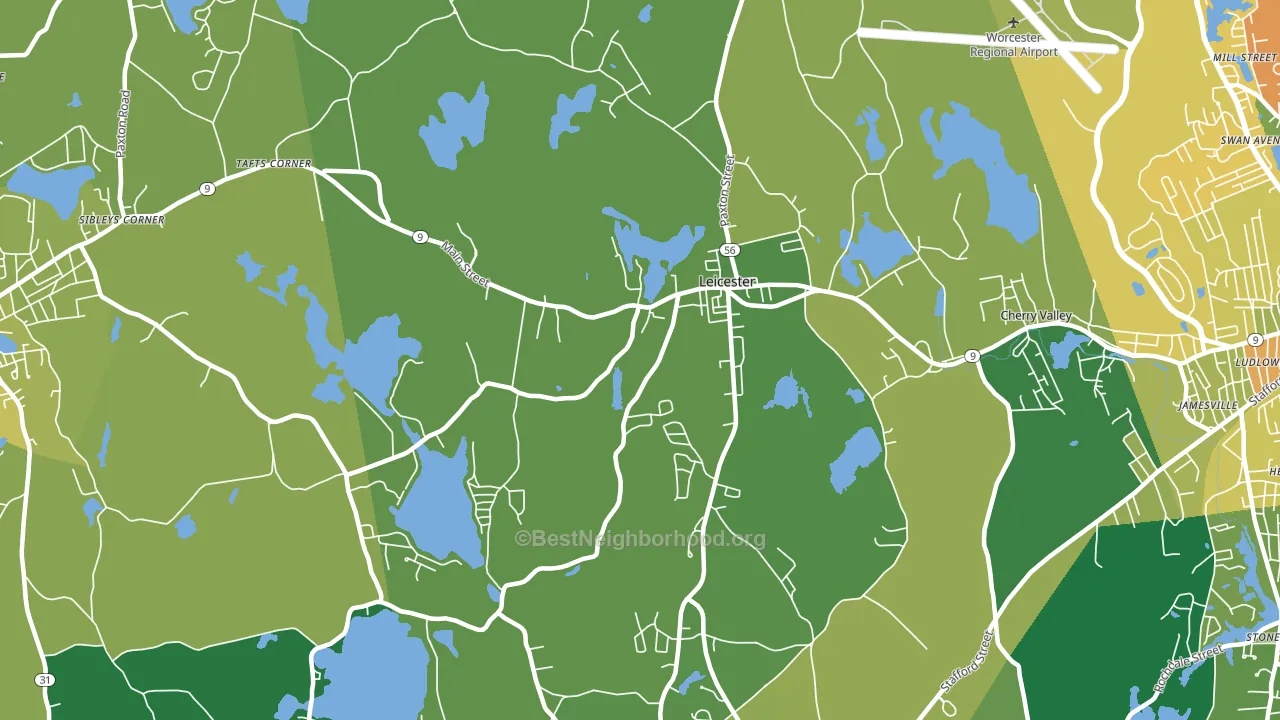 Leicester, MA block-group voter-turnout map
