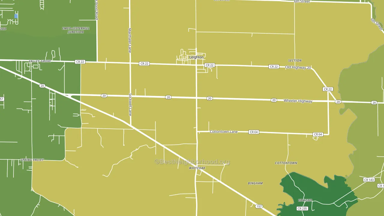 Leighton, AL block-group voter-turnout map