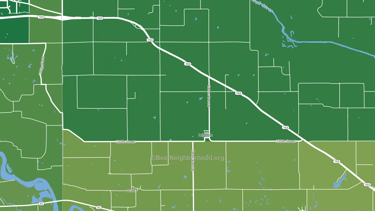 Leighton, IA block-group voter-turnout map