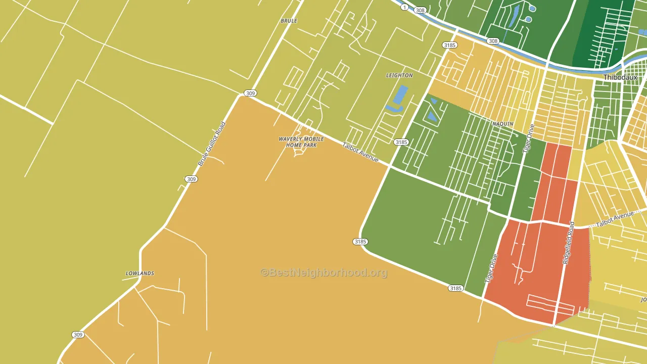 Leighton, LA block-group voter-turnout map