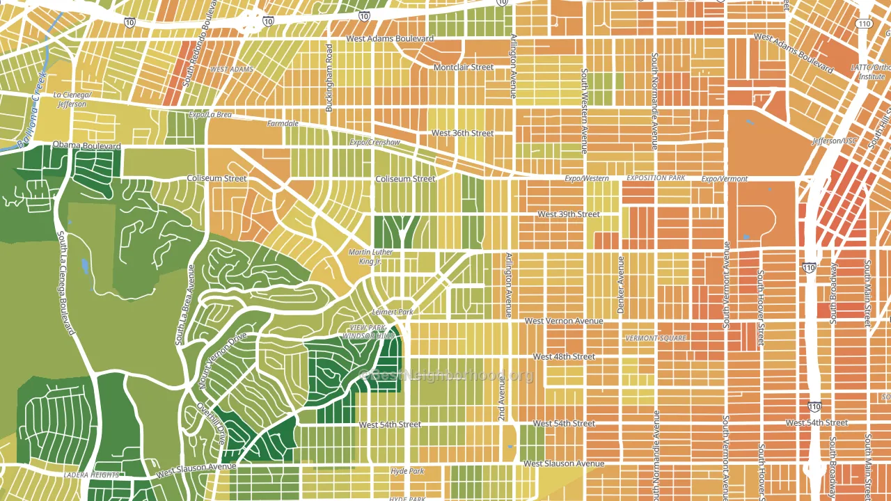 Leimert Park, Los Angeles, CA block-group voter-turnout map