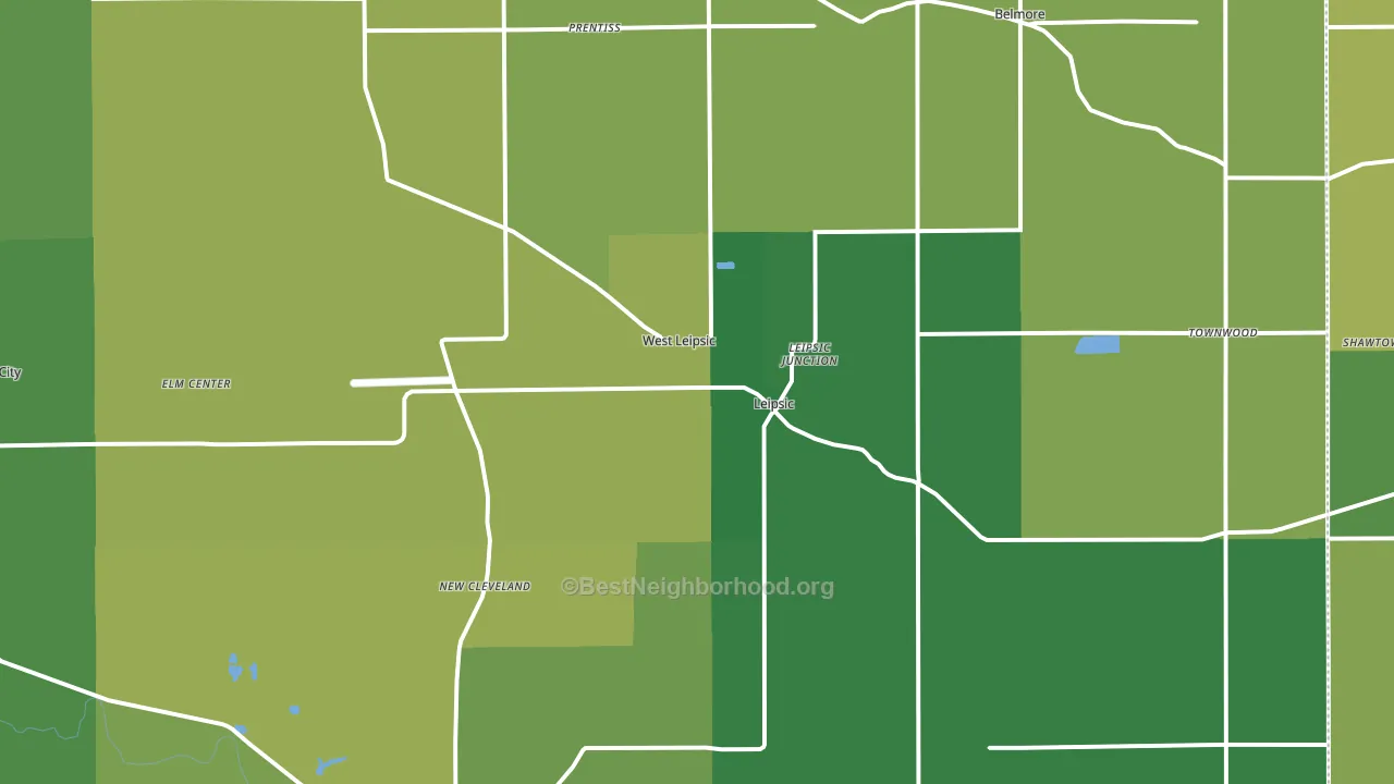 Leipsic, OH block-group voter-turnout map