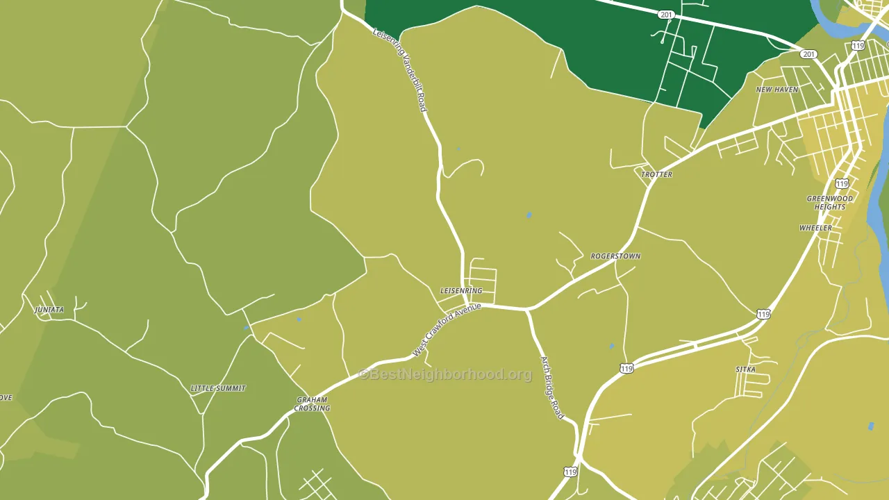 Leisenring, PA block-group voter-turnout map