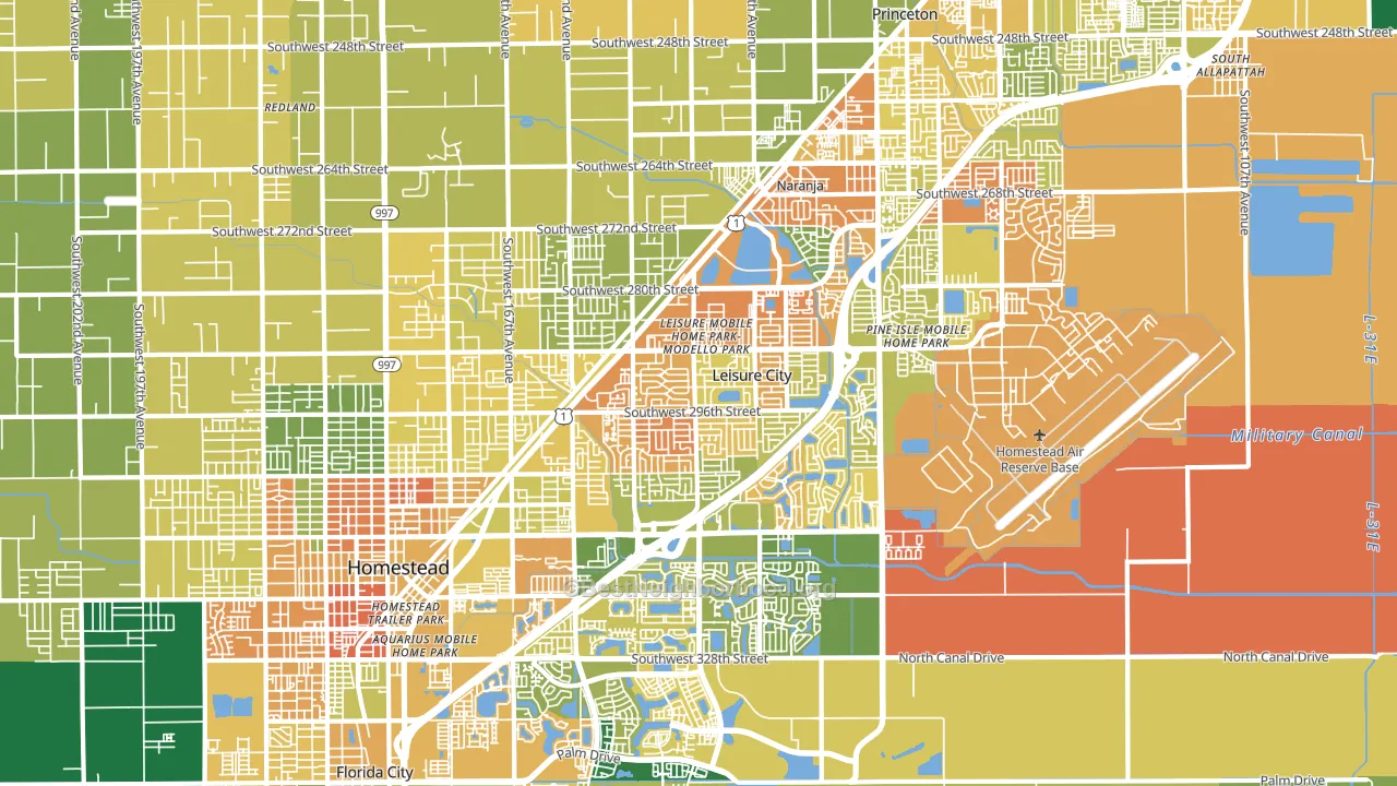 Leisure City, FL block-group voter-turnout map