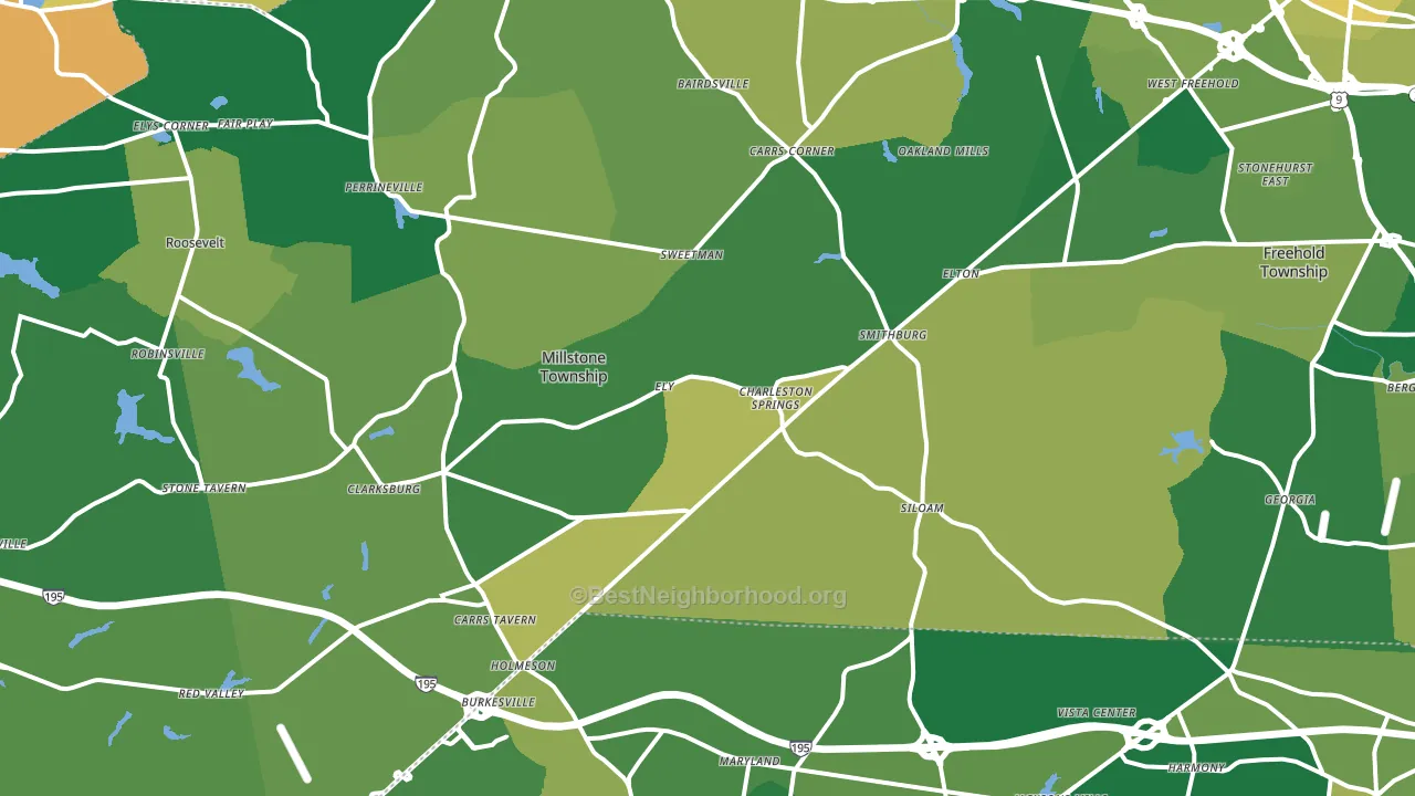 Leisure Knoll, NJ block-group voter-turnout map