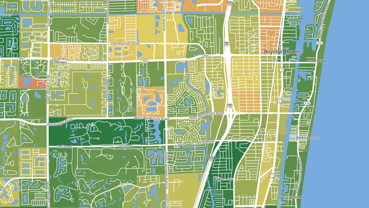 Leisureville, Boynton Beach, FL block-group voter-turnout map