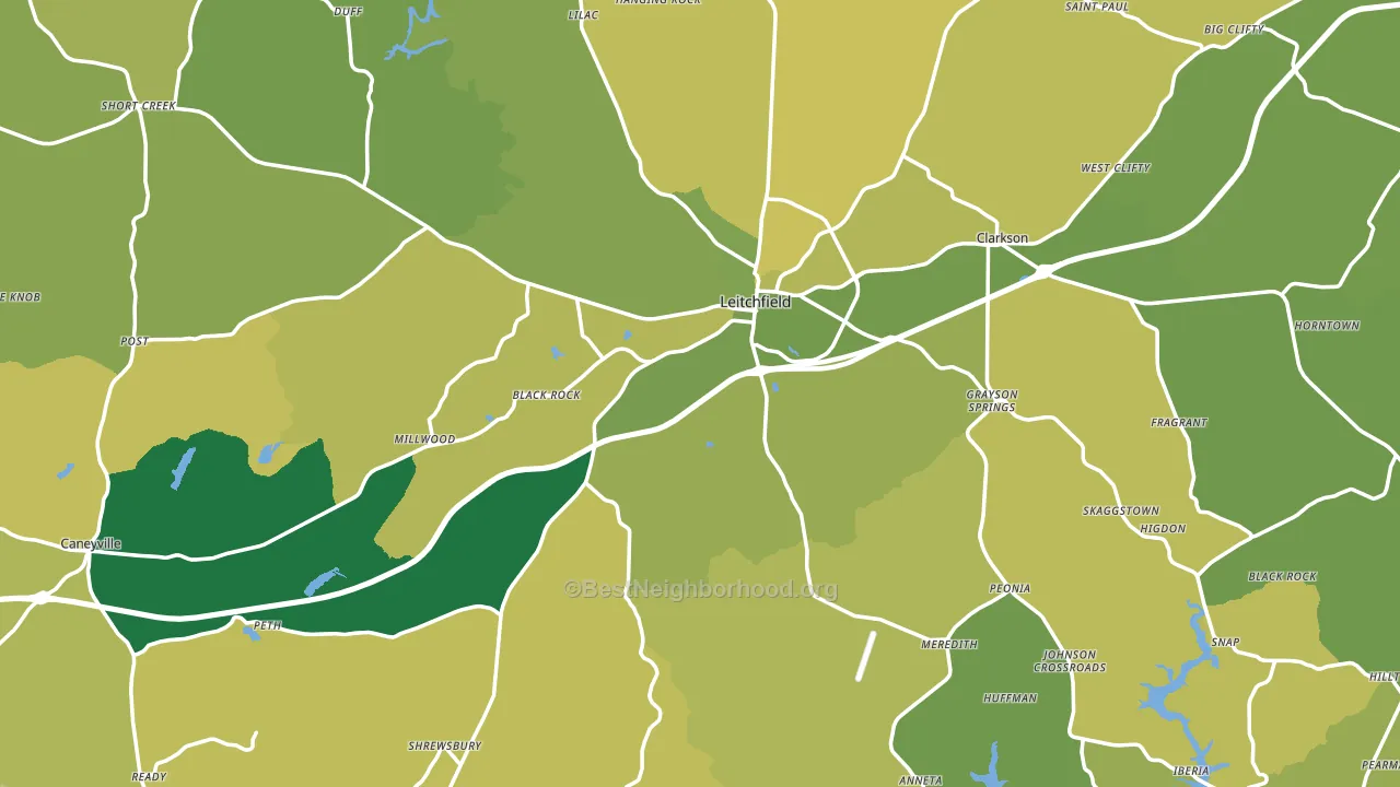 Leitchfield, KY block-group voter-turnout map