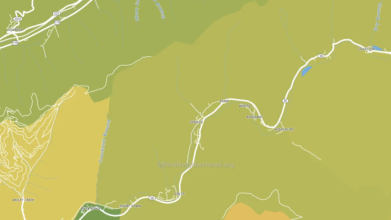 Lejunior, KY block-group voter-turnout map