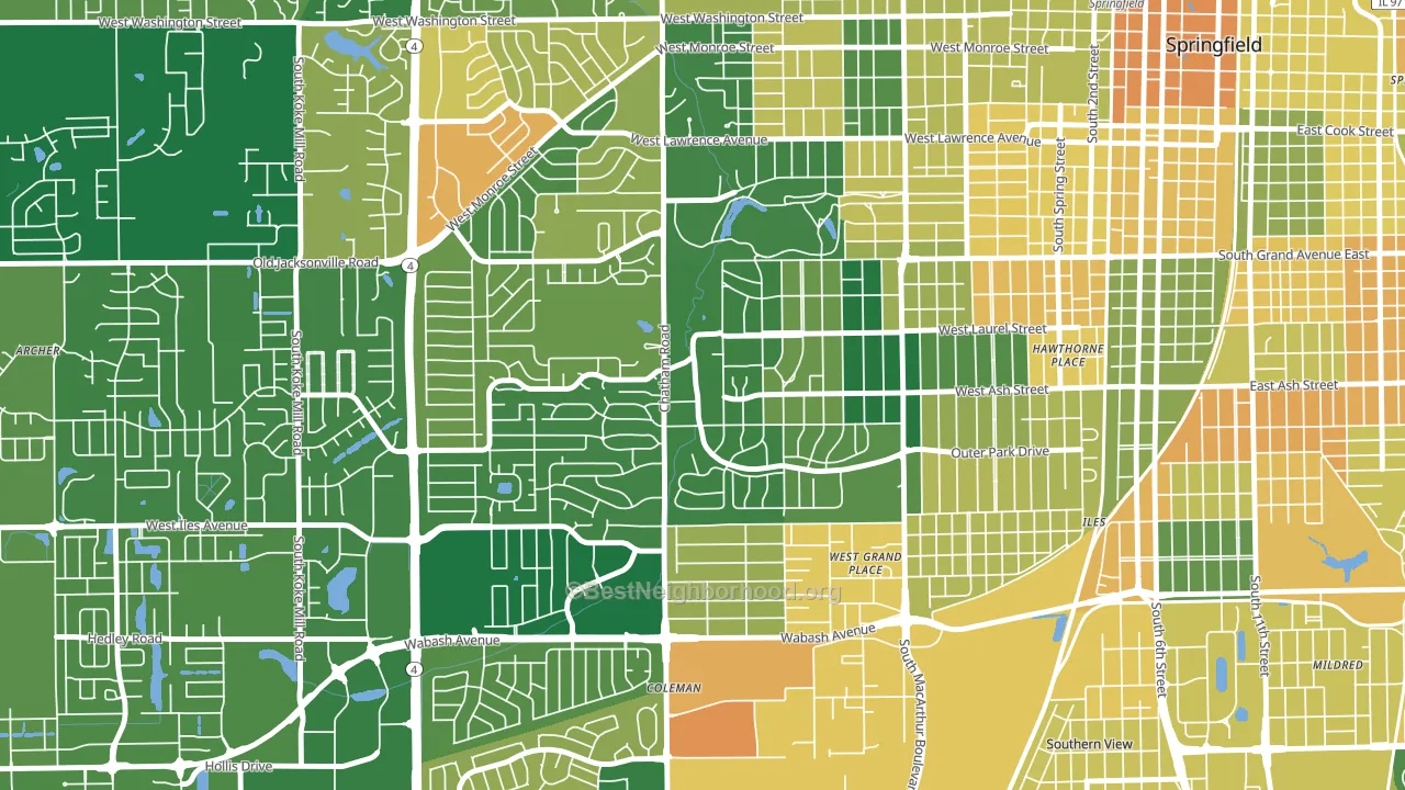 Leland Grove, IL block-group voter-turnout map