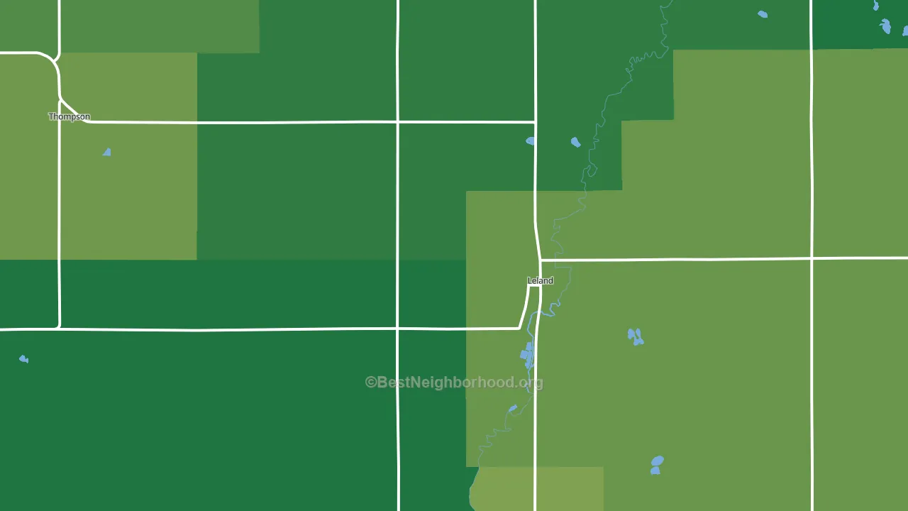 Leland, IA block-group voter-turnout map