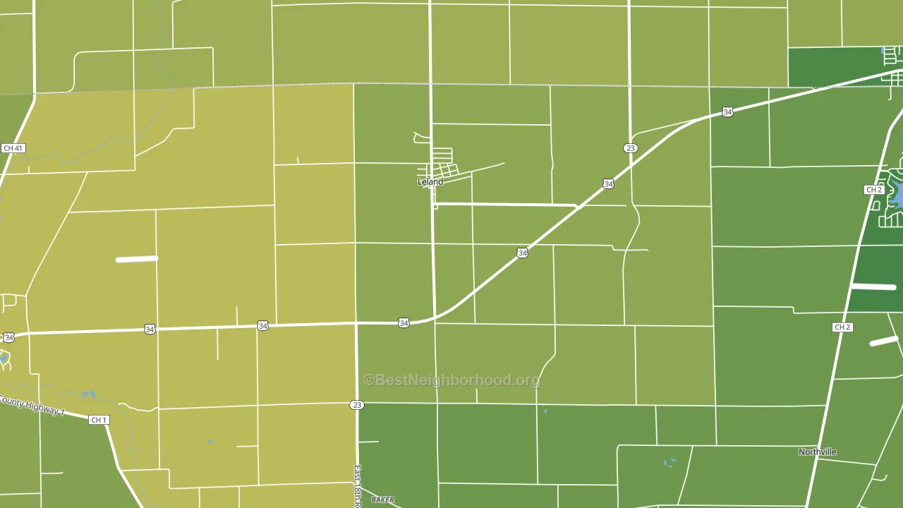 Leland, IL block-group voter-turnout map