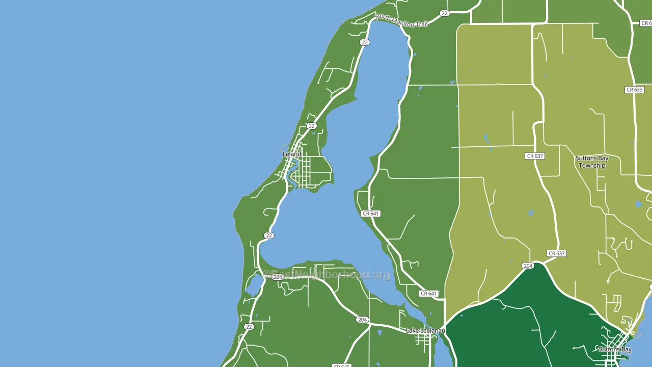 Leland, MI block-group voter-turnout map