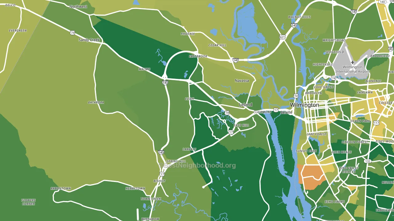 Leland, NC block-group voter-turnout map