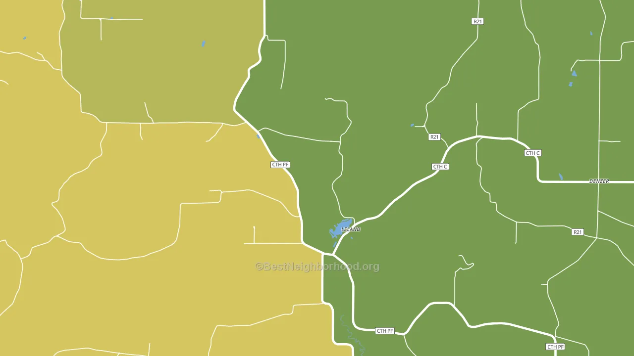 Leland, WI block-group voter-turnout map