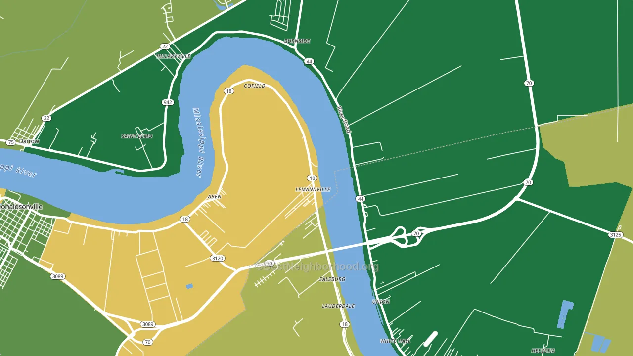 Lemannville, LA block-group voter-turnout map