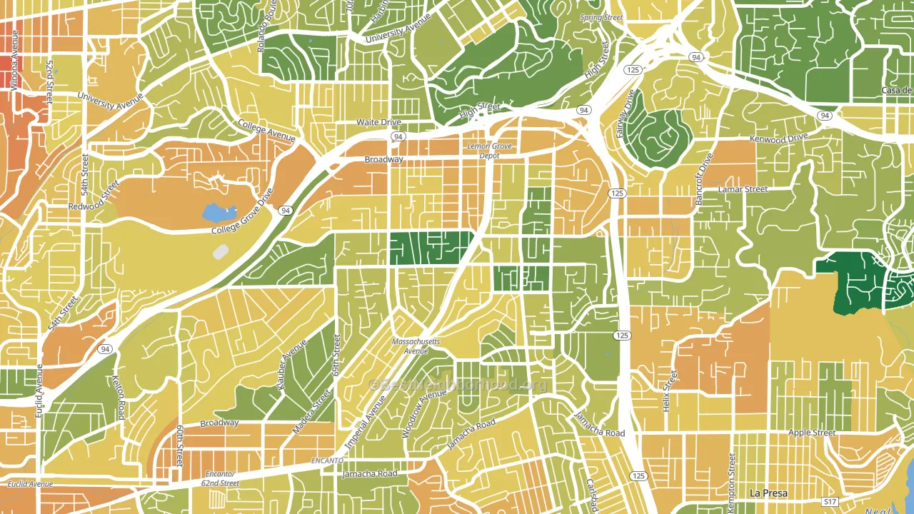 Lemon Grove, CA block-group voter-turnout map