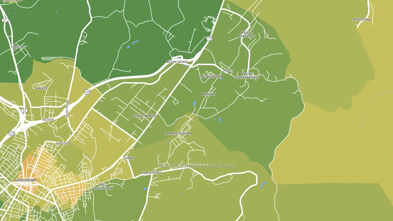 Lemont Furnace, PA block-group voter-turnout map