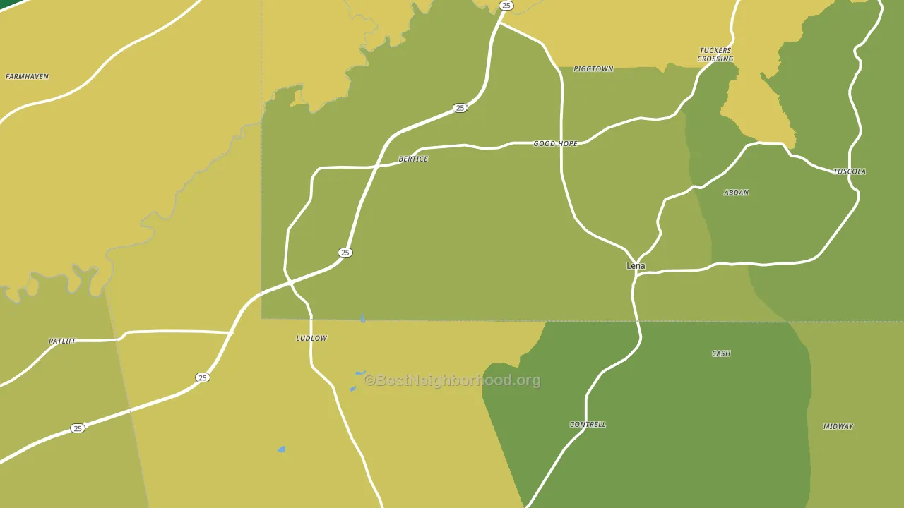 Lena, MS block-group voter-turnout map