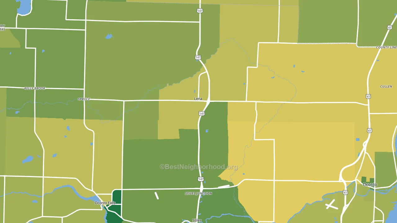 Lena, WI block-group voter-turnout map