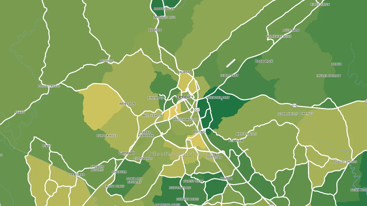 Lenoir, NC block-group voter-turnout map