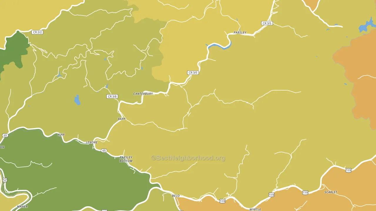Lenore, WV block-group voter-turnout map