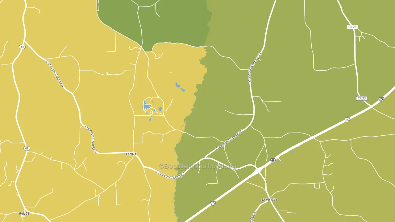 Lenox, AL block-group voter-turnout map