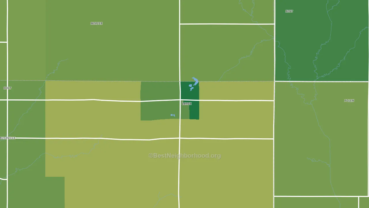 Lenox, IA block-group voter-turnout map