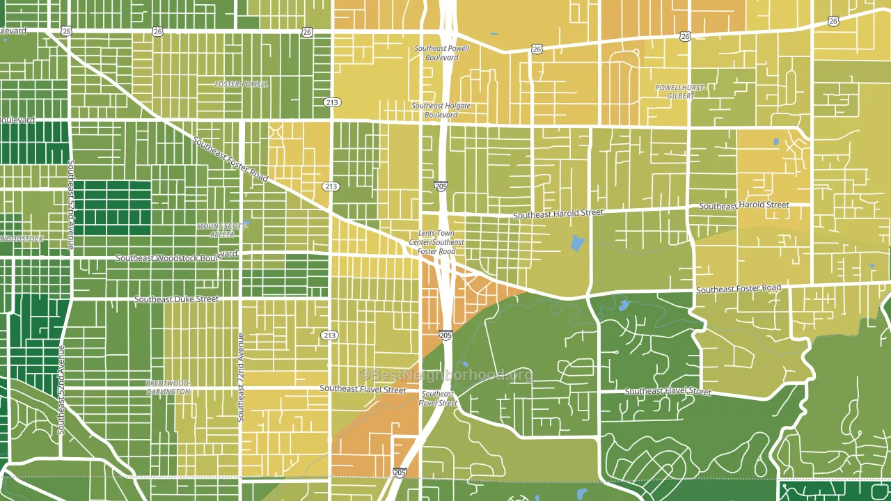 Lents, Portland, OR block-group voter-turnout map