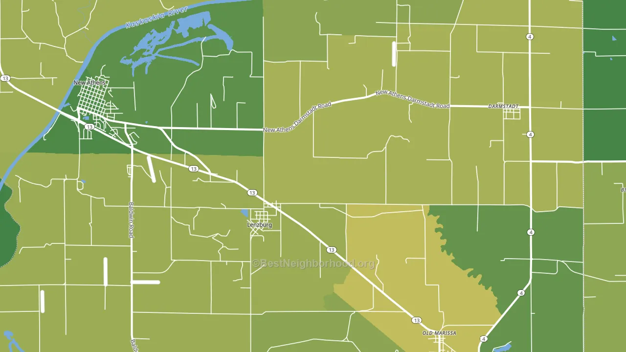 Lenzburg, IL block-group voter-turnout map