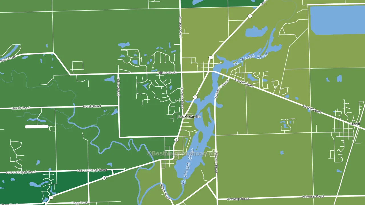 Leo-Cedarville, IN block-group voter-turnout map