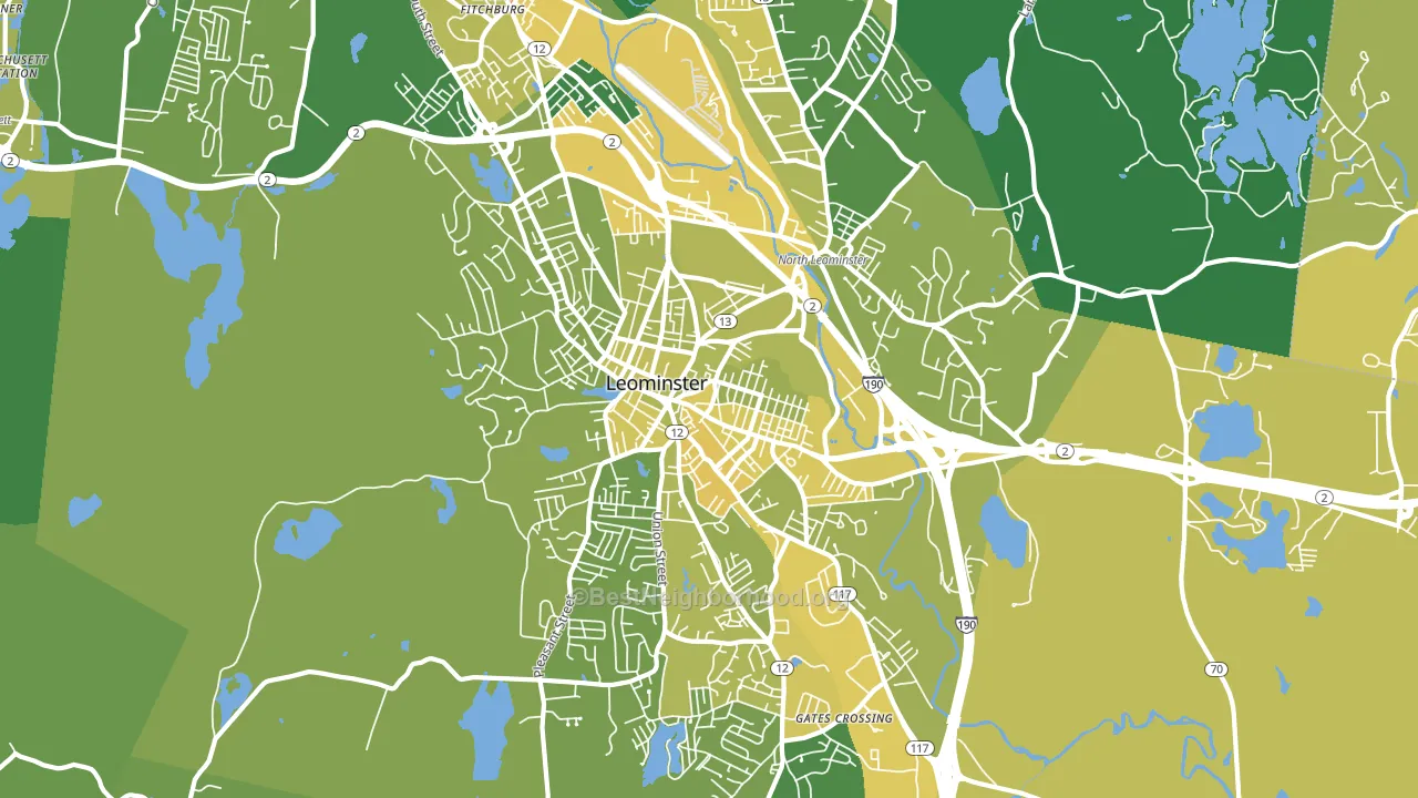 Leominster, MA block-group voter-turnout map