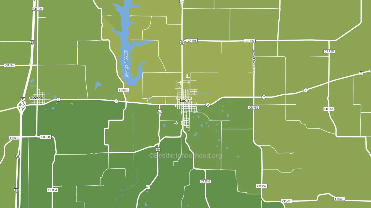 Leon, IA block-group voter-turnout map