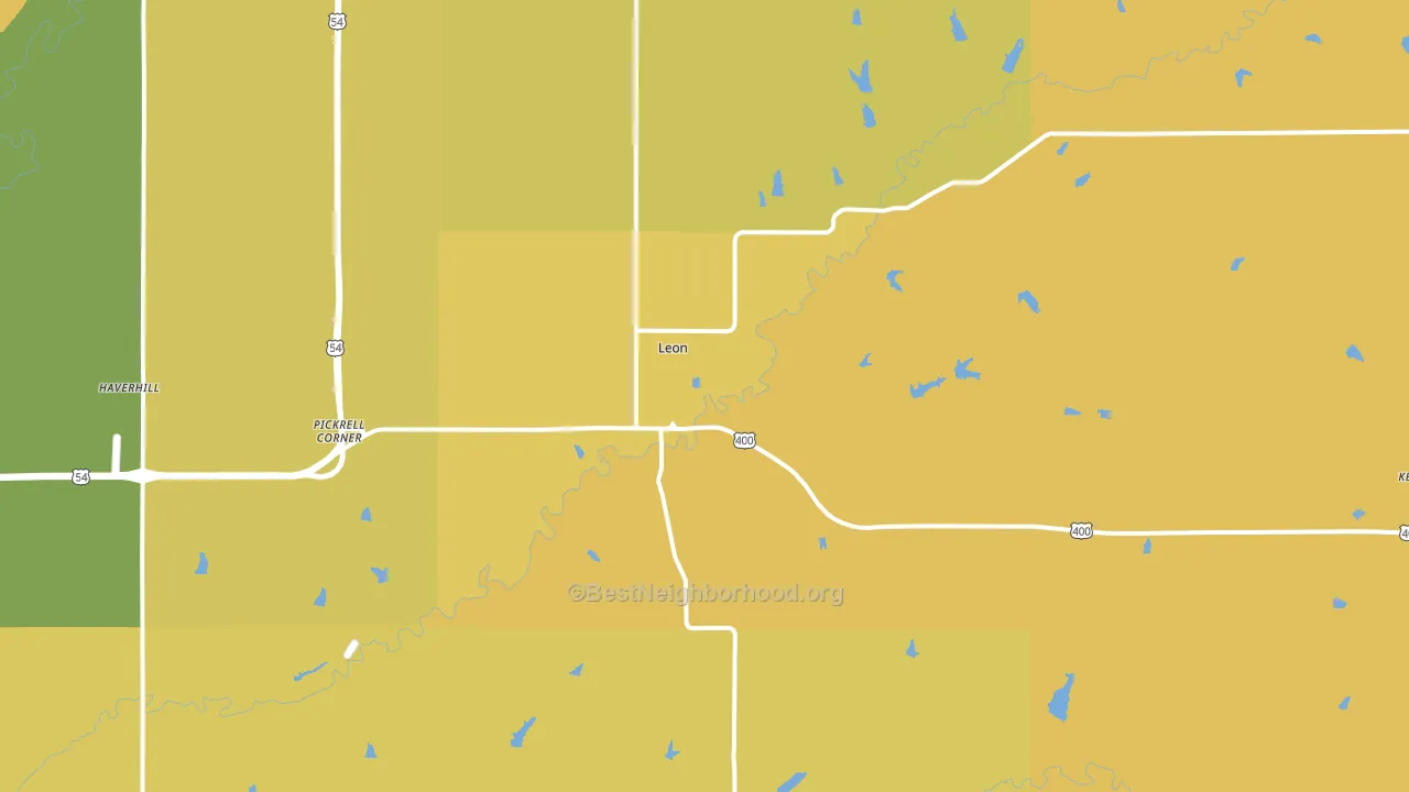 Leon, KS block-group voter-turnout map
