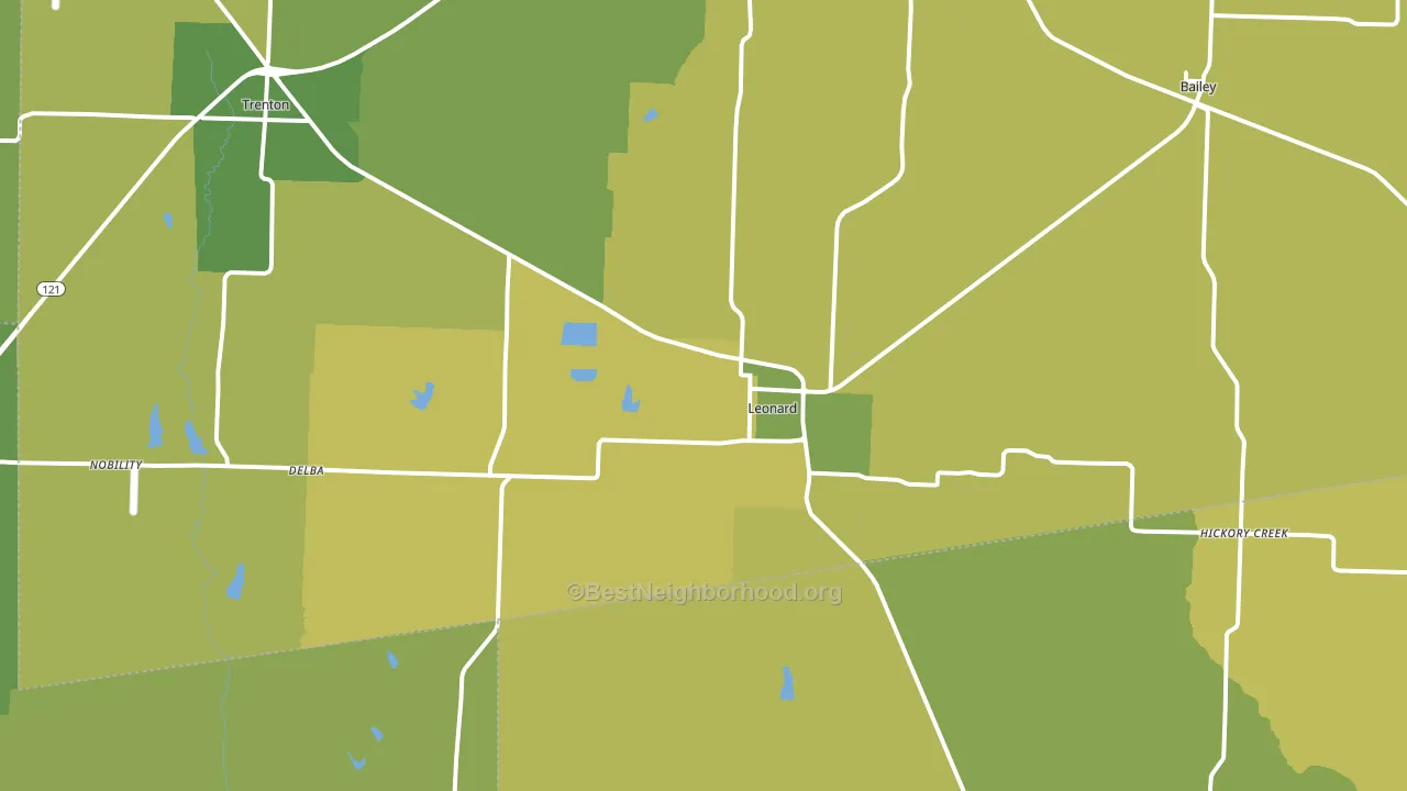 Leonard, TX block-group voter-turnout map