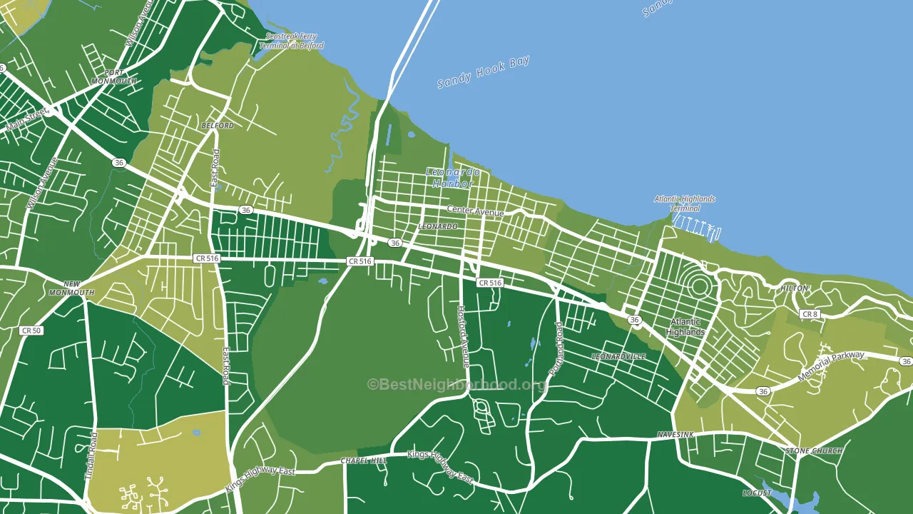Leonardo, NJ block-group voter-turnout map
