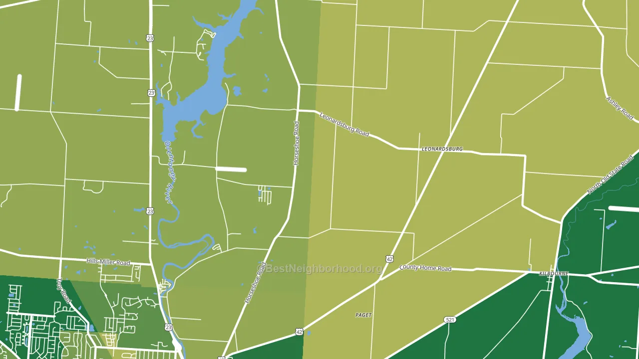 Leonardsburg, OH block-group voter-turnout map