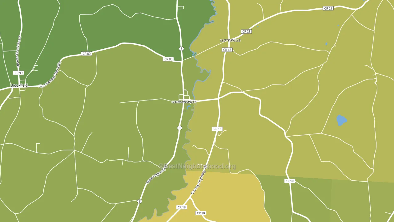Leonardsville, NY block-group voter-turnout map