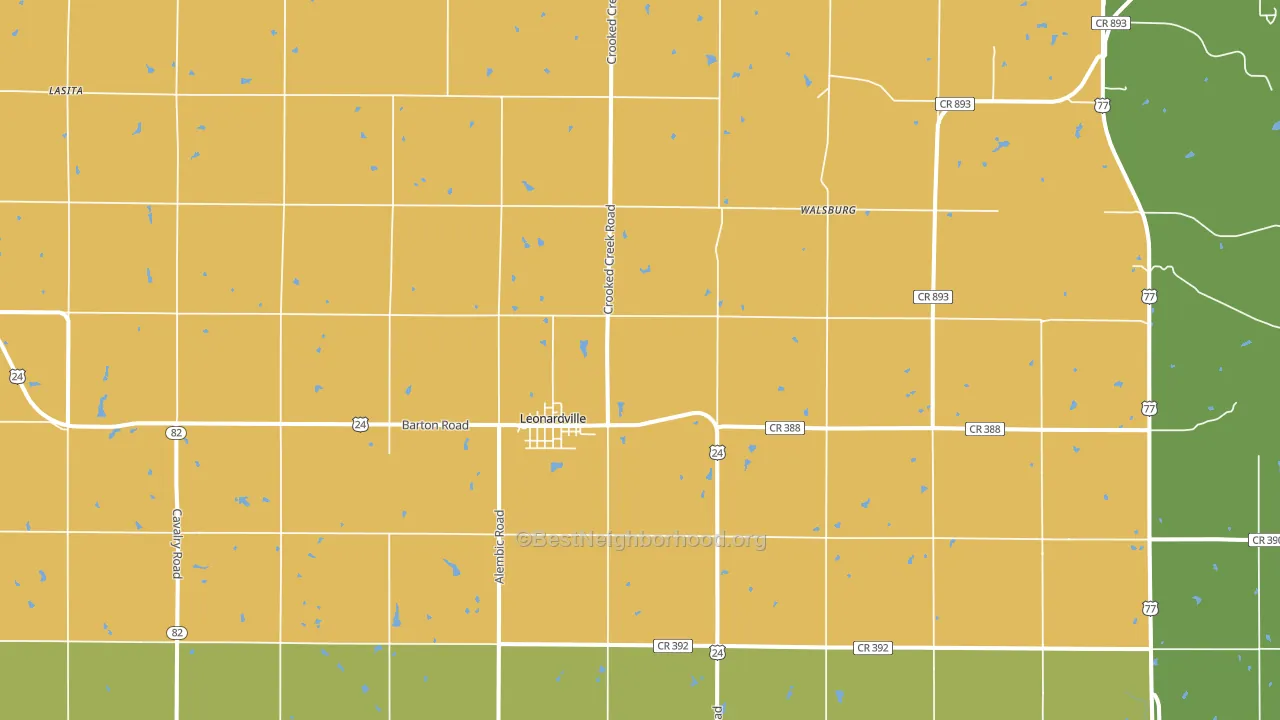 Leonardville, KS block-group voter-turnout map