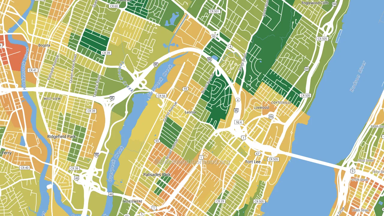 Leonia, NJ block-group voter-turnout map