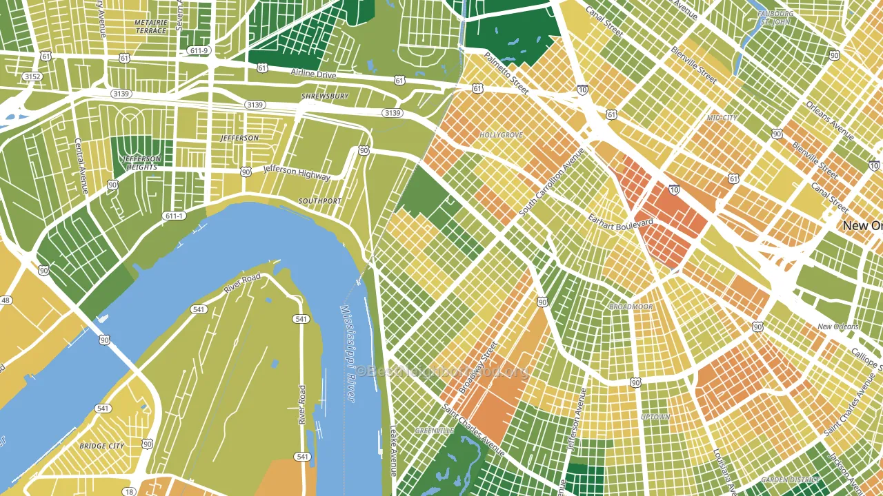 Leonidas, New Orleans, LA block-group voter-turnout map