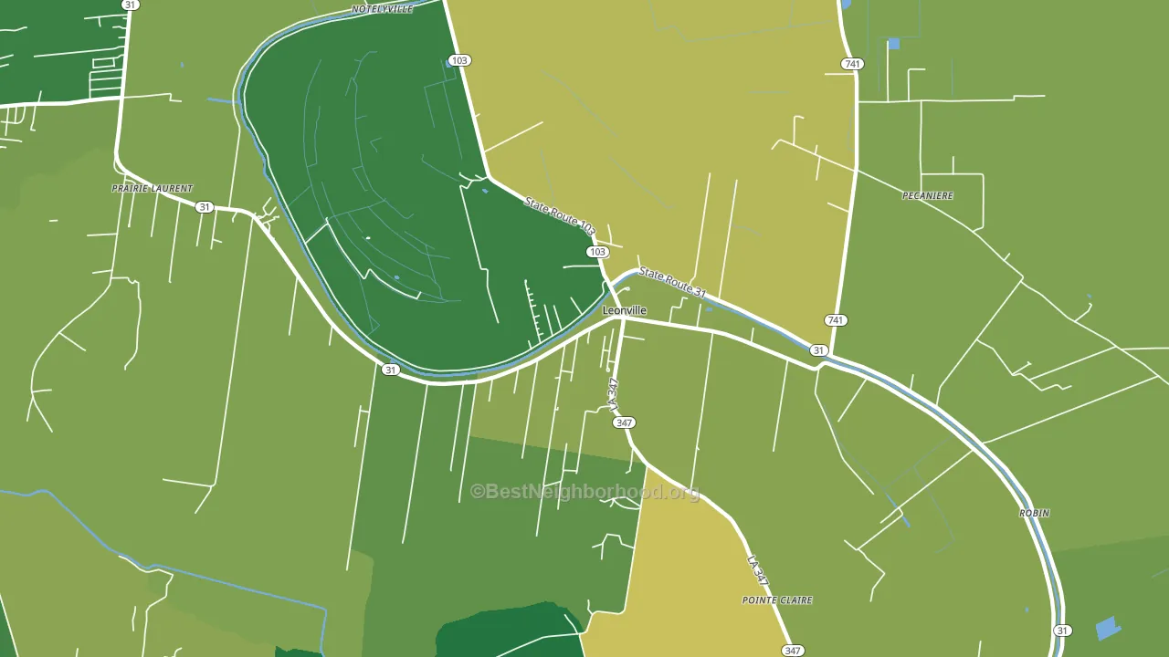 Leonville, LA block-group voter-turnout map
