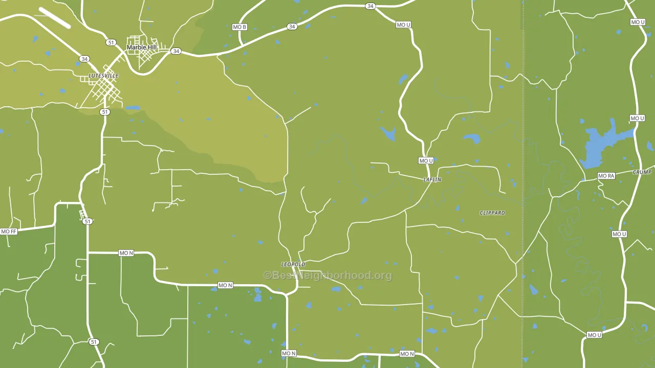 Leopold, MO block-group voter-turnout map
