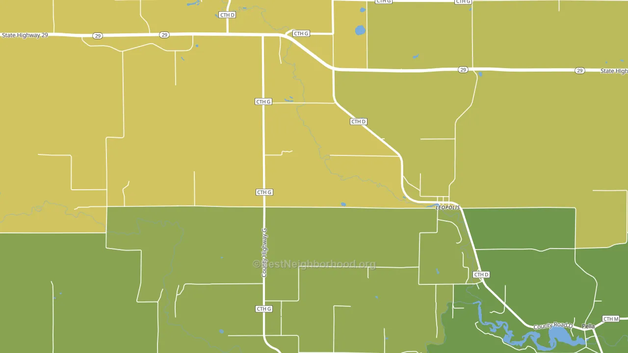 Leopolis, WI block-group voter-turnout map