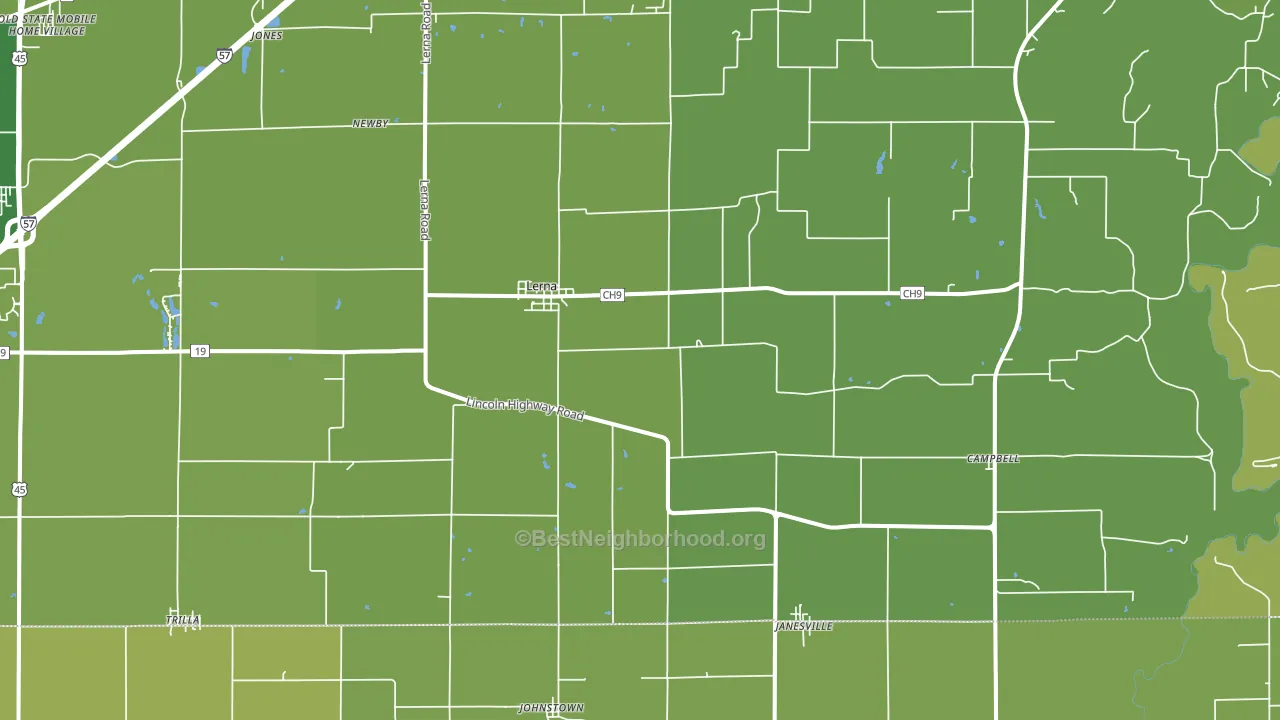 Lerna, IL block-group voter-turnout map